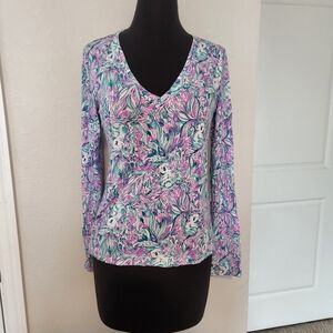 Lilly Pulitzer Multicolor Floral V-Neck Blouse